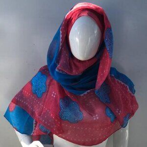 Red and Blue Americana Fashion Scarf Shawl Muslim Hijab Fall Shawl